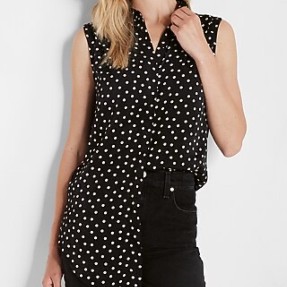 Express Black and White Polka Dot Portofino Blouse
